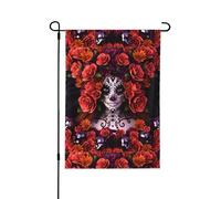 YzgWjBhd Day of the Dead Sugar Roses Skull House Flag verticale su entrambi i lati, grande bandiera primaverile estiva grande decorazione stagionale, 71,1 x 101,6 cm