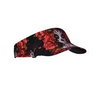 YzgWjBhd Day of The Dead Sugar Roses Skull Print Sport Sun Visor Hat Vuoto Top Baseball Cap Cappellino regolabile per uomo e donna, nero, taglia unica