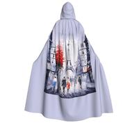 YzgWjBhd Mantello con cappuccio unisex con stampa artistica di albero della città di Parigi, torre Eiffel, grazioso mantello da strega per Halloween per uomo e donna