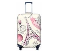YzgWjBhd Parigi Torre Eiffel fiore stampa bagagli copre per valigia, coperture elastiche per bagagli da viaggio, copertura antigraffio per bagagli in pollici, Nero, 18 - 21