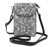 YzgWjBhd Piccola borsa a tracolla con paillettes argentate, borsa a tracolla stampata con scomparti per carte, borsa a tracolla con tracolla, nera, taglia unica
