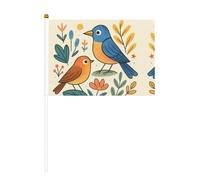 YzgWjBhd Piccole bandiere su bastone, bandiera portatile stampata con uccellini, mini bandiera divertente per decorazioni natalizie