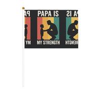 YzgWjBhd Piccole bandiere su bastone, bandiera portatile stampata forza del papà, mini bandiera divertente per decorazioni natalizie