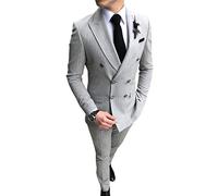 YZHEN Uomo Abito a Righe Doppio Petto Bavero Picco Due Pezzi Set