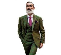 YZHEN Uomo Pantaloni Gilet con Risvolto con Risvolto Scozzese