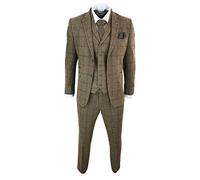 YZHEN Uomo Pantaloni Gilet con Risvolto con Risvolto Scozzese