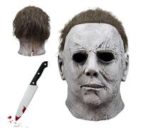 YZHFFHLF Michele Myers Maschera Halloween Horror: Lattice Mask Con Coltello con capelli uccidere Giocattolo Perfetta Per Carnevale Cosplay E Feste Spaventose Costume
