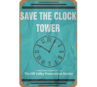Yzixulet Save the Clock Tower (Back to the Future Print) Stampa artistica vintage 20,3 x 30,5 cm targa in metallo divertente uomo decorazione grotta