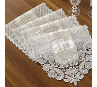 Yzki Runner da tavolo in pizzo squisito tessuto con tovaglia ricamata vintage e fatta a mano, perfetto per matrimoni, caffè, feste