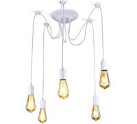 YZM Lampada a ragno regolabile moderna bianca, illuminazione industriale a soffitto Edison, lampadario E27 (5 luci)