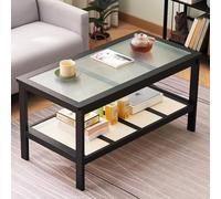 YZMJXNYY Tavolino da Divano,Tavolino Basso da Salotto, Resistente Alla Pressione e Alle Alte Temperature, Migliora Il Senso di Trasparenza Dello Spazio, Adatto for Salotti, Uffici, Soggiorni(Black)