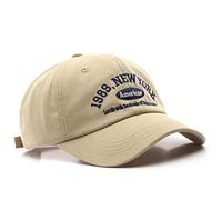 YZNLOQ Cappellini da baseball da uomo e da donna regolabili Casual ricamato 1989 New York American Cotton Sun Cappelli Unisex tinta unita Visiera Cappelli Quick Dry Sport Hat, Beige - 1989, M-L