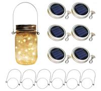 YzoTek 6 x Solare Mason Jar Luci Coperchi - 30 LED Fata Lucciola Stringa Luci Appese Lanterne Cap, Impermeabile Patio Portico Giardino Cortile Balcone Prato Luminous Decor(Nessun Barattolo Incluso)