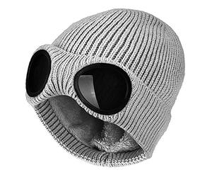 YzoTek Unisex Berretto in Maglia con Occhialoni - Berretto Caldo con Teschio Invernale, Cappello Elastico Sport All'aperto