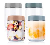 Yzpklhw Barattolo di vetro con coperchio a vite, a prova di perdite, confezione da 4 per avena durante la notte, yogurt, farina d'avena, insalata, cereali, snack, spezie
