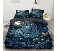 YZQGLHP Acchiappasogni Copripiumino Matrimoniale, Foresta illuminata dalla luna Set di Iancheria da letto Morbido Microfibra con 1 Copripiumino 200x200cm+ 2 Federe Cuscino letto 50x75