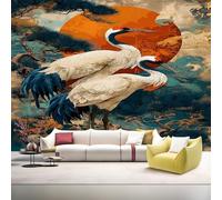 YZQGLHP Carta da Parati Tessuto Non Tessuto Stile Giapponese Wallpaper Gru Pareti Lavabile Decorativi 100x70 cm per Pareti Camera Soggiorno Divano TV Hotel Corridoio