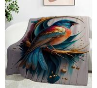 YZQGLHP Coperta Arte Coperte Uccellino Azzurro Coperta Letto Singolo Calore Morbida, Coperte Divano fluffy Flanella 100x130 cm per Tutte Le Stagioni