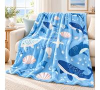 YZQGLHP Coperta Conchiglia Flanella, Morbida, 130 x 150 cm, per Sofà | Coperta Morbida e Leggera in Microfibra, Balena dell'oceano, Ideale per Divano, Letto, Viaggio, Ufficio e Relax Quotidiano