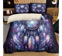 YZQGLHP Copripiumino 135x200 Acchiappasogni, Copripiumino Singolo Cielo Stellato, Copripiumini Microfibra, Copripiumoni Morbido, con Cerniera, Copripiumone e 2 Federe 50x80 cm