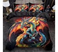 YZQGLHP Copripiumino 155x200 Bestia Mitologica, Set Copripiumino Drago, Copripiumini Microfibra, Copripiumoni Morbido, con Cerniera, Copripiumone e 2 Federe 50x80 cm
