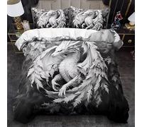 YZQGLHP Copripiumino 155x200 Bestia Mitologica Set Copripiumino Drago Copripiumini Microfibra, Copripiumoni Morbido con Cerniera Copripiumone e 2 Federe 50x80 cm