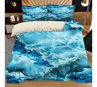 YZQGLHP Copripiumino 155x200 Blu Ghiacciaio Set Copripiumino Oceano Copripiumini Microfibra, Copripiumoni Morbido con Cerniera Copripiumone e 2 Federe 50x80 cm