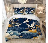 YZQGLHP Copripiumino 155x200 Gru, Set Copripiumino Stile Giapponese, Copripiumini Microfibra, Copripiumoni Morbido, con Cerniera, Copripiumone e 2 Federe 50x80 cm