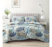 YZQGLHP Copripiumino 155x200 Oceano Set Copripiumino Stella Marina Copripiumini Microfibra, Copripiumoni Morbido con Cerniera Copripiumone e 2 Federe 50x80 cm