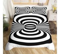 YZQGLHP Copripiumino 200x200 Linee, Copripiumino Matrimoniale Illusione Ottica, Copripiumini Microfibra, Copripiumoni Morbido, con Cerniera, Copripiumone e 2 Federe 50x80 cm