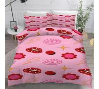 YZQGLHP Copripiumino 220x240 Labbra, Copripiumino Matrimoniale Cartoon, Copripiumini Microfibra, Copripiumoni Morbido, con Cerniera, Copripiumone e 2 Federe 50x80 cm