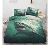 YZQGLHP Copripiumino 260x240 Oceano Set Copripiumino Matrimoniale Squalo Copripiumini Microfibra, Copripiumoni Morbido con Cerniera Copripiumone e 2 Federe 50x80 cm