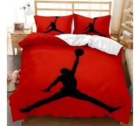 YZQGLHP Copripiumino Matrimoniale 200x250 Tema Basket Set Copripiumino Matrimoniale Rosso e Nero Copripiumino con Cerniera in Morbida Microfibra e 2 Federe 50x80 cm