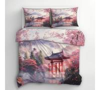 YZQGLHP Copripiumino Matrimoniale 240x220 cmStile Zen Biancheria da Letto per Adulti con Chiusura Lampo Morbido Traspirante Set Copripiumino in Microfibra + 2 Federe 50x80 cm