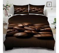 YZQGLHP Copripiumino Singolo Chicco di Caffè Marrone Scuro Set Copripiumino Stampato Nero Morbida Microfibra Copripiumino 150x200, con Cerniera Nascosta Facile da Pulire