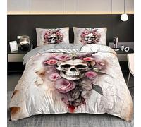 YZQGLHP CrâNe Set di Biancheria da Letto Decorativo Fiori Set di Biancheria da Letto, 250 x 200 cm Copripiumino con Chiusura a Cerniera e Lacci Angolari + 2 Federe 50 x 80 cm