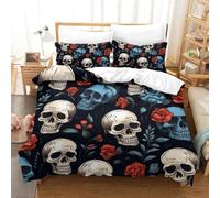 YZQGLHP CrâNe Set di Biancheria da Letto Decorativo Stile Dark Set di Biancheria da Letto, 240 x 220 cm Copripiumino con Chiusura a Cerniera e Lacci Angolari + 2 Federe 50 x 80 cm