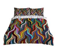 YZQGLHP Onda Arcobaleno Copripiumino Reversibile 240x220 cm - in Morbida Microfibra - Stampa Popwind Moderno e Disegno Geometrico Bohémien - Per un Letto Comodo - Incluse 2 Federe Cuscino