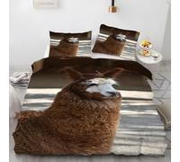 YZQGLHP Pecora Cammello Set di Biancheria da Letto Decorativo Zoo Set di Biancheria da Letto, 240 x 220 cm Copripiumino con Chiusura a Cerniera e Lacci Angolari + 2 Federe 50 x 80 cm