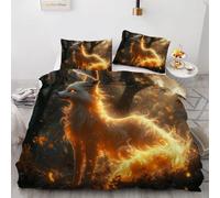 YZQGLHP Volpe Bianca Set di Biancheria da Letto Decorativo Fiamma Set di Biancheria da Letto, 260 x 240 cm Copripiumino con Chiusura a Cerniera e Lacci Angolari + 2 Federe 50 x 80 cm