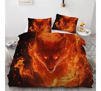 YZQGLHP Volpe Rossa Set di Biancheria da Letto Decorativo Fiamma Set di Biancheria da Letto, 200 x 200 cm Copripiumino con Chiusura a Cerniera e Lacci Angolari + 2 Federe 50 x 80 cm