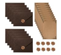 YZROHYI 10 Pezzi Carta da Lettera con Busta Elegante,Buste Lettere Vintage,Lettera Antica,Carta per Lettere Decorata,Carta Stazionaria,Carta da Lettera Classica con 10 Adesivi Sigillo Di Cera