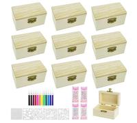 YZROHYI 10 Pezzi Cassette Di Legno Decorative Piccole,Fai Da Te Scatola Legno con Coperchio,Mini Scrigno Del Tesoro,Cassa Del Tesoro,Scatole Di Legnos Rettangolari,Scatola del Tesoros Non Finito