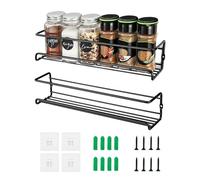 YZROHYI 2 Pezzi Portaspezie Cucina da Appendere,Portaspezie da Parete in Metallo,Mensola Porta Spezie Adesiva,Porta Spezie Salvaspazio da Appendere,Organizer Spezies da Parete Senza Foratura