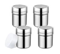 YZROHYI 4 Pezzi Spargi Cacao in Polvere,Barattolo Spargi Zucchero a Velo Inox con Tappo,Dosatore Cacao per Cappuccino,Dispenser Caffe Zucchero,Setaccio per Cacao,Sugar Shaker,Contenitore per Zucchero