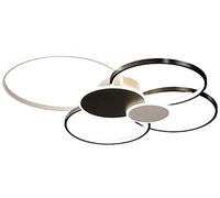 YZSJ Plafoniera LED Dimmerabile Lampada Da Soffitto Moderna Soggiorno Con Telecomando 3000K-6500K Acrilico Rotondo Cerchio Camera Lampadario Camera Sala Pranzo Illuminazione Da Cucina,Nero,100cm(93W)