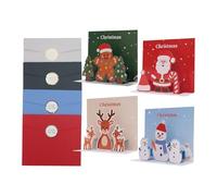 yztju Cartoline Di Natale 3D,4 Pezzi Con Babbo Natale E Pupazzo Di Neve,Cartoline Augurali 3D Per Decorazioni Natalizie | Per Bambini Adulti Amici Colleghi Insegnanti Regali Calze Natalizie Omaggi