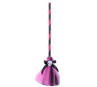 yztju Costume da strega per ragazze, costume da strega da favola per ragazze, cappello a nastro per scopa cranio, costume da festa a tema, festa in costume