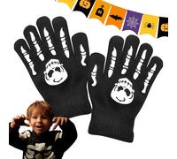 yztju Guanti in osso di cranio - Guanti da teschio con dita complete di Halloween si illuminano al buio | Guanti scheletro confortevoli che brillano nel buio per la corsa, il ciclismo e lo sci.