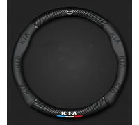 YZWDSFP Coprivolante in Pelle per Kia Rio, Copri Volante Antiscivolo Traspirante Durevole, Auto Protezione Custodia Volante Cover, Accessori Auto Interno,Black-O